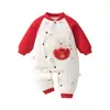 Mameluco para Bebé 120g Acolchado de Algodón Mameluco de Algodón Acolchado para Bebé de Otoño e Invierno Traje de Escalada de Algodón Espeso Rojo Brillante Año Nuevo