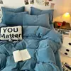 Conjunto Quatro Peças de Veludo Leite Espessado de Inverno Lençóis de Cama Quentes com Forro de Lã Capa de Edredom Veludo para Bebê Cor Lisa Conjunto de Três Peças para Dormitório