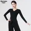 Ropa de práctica de baile ropa de danza moderna traje negro examen de arte ropa para el cuerpo femenina modal danza clásica top manga larga