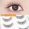 W-7 cinco pares de cílios postiços transparentes com haste afiada cílios postiços naturais para o dia a dia cílios postiços puros feitos à mão