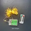 Cadena de Luces LED de Cable de Cobre con Estrellas y Copos de Nieve para Decoración de Ambiente, Caja de Batería, Cable de Cuero, Control Remoto, Cadena de Luces Brillantes de Ocho Funciones