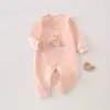 Ropa de bebé, mameluco de una pieza para niñas en otoño, enterizo sin costuras, pijama para todas las estaciones, traje para gatear al aire libre, conjunto de una pieza de algodón puro para recién nacidos