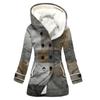 Gabardina de invierno para mujer, abrigo con capucha y estampado a cuadros 3D grueso, estilo europeo y americano, venta al por mayor, 2023
