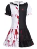 Cosplay de Palhaço Cortador de Almas Sangrento Feminino Saia Curta Roupas Femininas de Terror Transfronteiriço Europeu e Americano Halloween Vestido de Palhaço Preto e Branco
