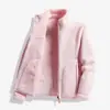Uma Jaqueta de Fleece Similar para Mulheres, Top de Fleece, Cardigan Moletom Grosso de Fleece Coral Reversível para Outono e Inverno