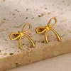 Brincos de laço de amor de ouro de alta qualidade europeus e americanos brincos de moda vento frio explosões ins joias de aço inoxidável