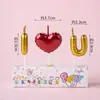 Estilo ins decoração de bolo de aniversário de desenho animado velas flores chapéus de festa urso de pelúcia rosto sorridente corações velas de aniversário infantil