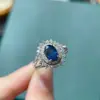 Anillo de Lujo Diana para Mujer Plata s925 Zafiro de Sri Lanka Estilo Europeo y Americano Soporte de Pruebas Lote de Fábrica