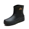 Botas de lluvia cortas transfronterizas para hombre, antideslizantes, impermeables, de moda, con forro polar, zapatos de goma, para trabajo en cocina, zapatos de agua, cubrebotas