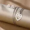 Novo Conjunto de Colar e Brincos Coração de Aço Inoxidável da América do Sul Número da Sorte 8 Conjunto Brilhante Personalizado Atacado