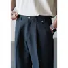 Calça Social Masculina 2026 Verão Commute Urbano Lyocell Lã Pregas Únicas Afunilada Respirável Casual Wide-Leg