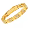 Pulsera magnética de moda europea y americana, superventas transfronteriza, lujo ligero, trébol de la suerte, aleación con incrustaciones de diamante, pulsera de joyería magnética de una sola fila para mujer