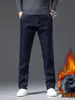 Ropa para Hombre Fengshe / Pantalones Largos Gruesos Cálidos de Forro Polar para Hombre de Pierna Recta Holgados Elásticos Novedad Otoño e Invierno