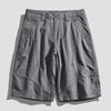 Bermuda de Sarja 100% Algodão Masculina Verão Estilo Japonês Esportiva Moda Versátil Cor Sólida Costura Seis Pontos Casual