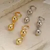 Pendientes de Borla Redondos Chapados en Oro Real con Forma de Gota de Agua Hebilla de Oreja de Tendencia de Moda Personalizada Pendientes de Temperamento Europeo y Americano de Alta Gama para Mujer