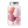 Kit de Esponjas de Maquiagem Flutuantes com 14 Peças para Uso Transfronteiriço, Dupla Utilização para Seco e Molhado, Não Absorve Pó, Esponjas de Maquiagem em Lata para Atacado