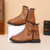 Botines individuales estilo princesa para niños, nueva colección otoño 2026, botines de moda para niñas con lazo y encaje, cómodos botines de cuero con suela blanda