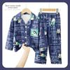 Novo Pijama Infantil Menino Primavera e Outono Desenho Animado Fofo Gola Lapela Cardigã Manga Longa Crianças Médias e Grandes Conjunto Fino de Roupa para Casa