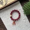 Pulsera Popular Serie Floral Carmesí Estilo Chino, Corona Roja Dulce, Ins de Apariencia Costosa Regalo para Novia Pulsera