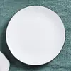 Juego de cuchillo para bistec, tenedor y plato estilo europeo, plato llano estilo occidental, vajilla de moda para el desayuno, plato para uso doméstico, plato creativo con líneas negras