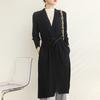 Qualidade de balcão outono e primavera 2024 tecido grosso plissado high-end elegante casaco trench longo para o dia a dia casaco com cadarço