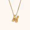 Collar de Diseño de Nicho de Moda Transfronterizo Ins Europeo y Americano Acero Inoxidable Chapado en Oro de 18 Quilates Collar con Letras de Burbuja de Alta Gama para Mujer