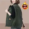 Colete de veludo cotelê forrado com fleece e espesso para mulheres, novo estilo outono e inverno, colete de outer wear casual e solto, jaqueta sem mangas versátil