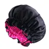 Gorro de noche popular europeo y americano de madera con satén de oreja, doble capa, estilo africano, pañuelo para la cabeza de color contrastante con encaje, gorro para cuidado de la belleza