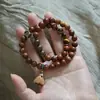 Pulseira de Contas Budistas de Madeira de Jujuba Natural Atingida por Raio Pulseira Tianzhu Contas de Oração Wenwan Joias para Mão Ornamentos Unissex Presente Simples