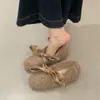 Zapatos de Algodón de Lana de Cordero con Lazo Aumentador de Altura Interior para Mujer, Nuevo Estilo Invierno 2025, Planos Cálidos de Felpa sin Cordones