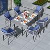 Mesas y Sillas de Exterior, Mesa de Comedor para Patio de Ocio Balcón, Sillas de Ratán, Combinación Moderna Sencilla, Aleación de Aluminio, Muebles de Ratán de Celebridad de Internet, Pizarra