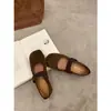 Zapatos planos de verano para mujer estilo francés de piel suave, suelas blandas que no cansan los pies, zapatos de pezuña de cerdo de punta dividida, mocasines, talla grande
