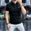 Camisa Polo de Verano para Hombre Moderna Casual Ajustada de Manga Corta con Logo Pequeño Camiseta de Hombre con Cuello de Solapa Top Transpirable con Cuello