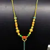 Novo Pingente de Colar Thangka do Xizang Pingente Dupla Face Estilo Étnico Tecido à Mão Colar Versátil Cordão Ajustável
