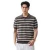 Ropa de Hombre Fengshe / Nueva Camisa de Manga Corta Verano 2026 Estilo Old Money Lyocell Camisa Polo Clásica de Rayas Manga Corta