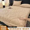 Lençol de Flanela Ajustável Estilo Minimalista Peça Única Inverno Veludo Leite Espessado Fleece Coral Protetor de Colchão Antiderrapante