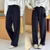 Pantalones Gruesos Rectos de Pierna Ancha con Forro de Polar para Mujer, Cintura Alta, Sueltos, Adelgazantes, Petite, Joggers de Chándal para Otoño e Invierno