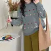 Suéter pullover jacquard redondo fresco estilo coreano para mulheres, nova coleção outono e inverno, solto, macio, tricô floral doce