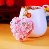 Oito Personagens para Riqueza Rosa Coração Chaveiro de Carro Metal Fofo Casal Pingente de Bolsa Chaveiro Presente