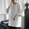 Camiseta de Manga Corta para Hombre con Diseño Estilo Hong Kong, Textura tipo Waffle, Camiseta de Moda de Verano Trendy para Hombre, Top Holgado de Nicho