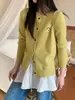 Nuevo Cárdigan de Punto Bordado de Cachorro con Cuello Redondo y Botones Sencillos Estilo Coreano para Primavera y Otoño para Mujer, Top Versátil Casual y Juvenil