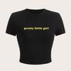 Estilo Europeu e Americano Feminino 2024 Novo INS Distinto Rua Estampado com Letras Curto Ombro a Ombro Manga Curta Camiseta Top