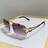 Moda Europeia e Americana Óculos de Sol Cabeça de Tigre Dourado Metal Quadrado Sem Aro Óculos de Sol Cool Masculino e Feminino Transfronteiriço