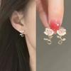 Nuevos pendientes estilo francés vintage con esmalte rosa Monet, súper hada, lindos pendientes pastorales pequeños y frescos que combinan con todo.