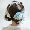 Accesorios para el Cabello de Flores de Seda Estilo Japonés Dulce Lolita Diadema de Encaje con Lazo Flores para el Cabello de Maquillaje Kimono Set de Pasadores para el Cabello