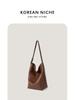 Bolsa de ombro portátil de grande capacidade com design de nicho estilo coreano, nova bolsa de ombro de cor sólida, preguiçosa e de alta qualidade para mulheres