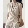 Ropa de verano para mujer sin mangas, única, hermosa y a la moda, con un diseño exquisito, versátil blusa sin mangas con cuello en V anudado