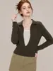 Top de punto con cuello estilo retro coreano, dos piezas simuladas, para mujer, nueva colección otoño 2026, diseño juvenil y elegante