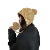 Gorro de Lana Tejido Retro de Color Mixto, Cálido en Invierno, Favorecedor, Gorro de Punto para Circunferencia de Cabeza Pequeña y Grande, Gorro con Pompón para Protección de Orejas