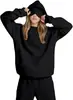 Conjunto de Moletom Feminino Outono/Inverno Cor Sólida Soltinho com Máscara de Olho e Calça Jogger Conjunto Casual de Duas Peças